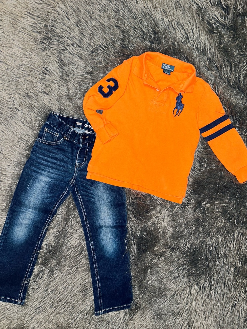 Ralph Lauren Polo Long Sleeve with Cat & Jack Jeans, size 5T